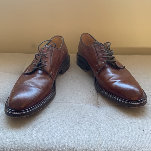 BERGAMO Men's Brown Lace-UP Oxford Dress Shoe Made In Italy Size 9.5 - Picture 6 of 15